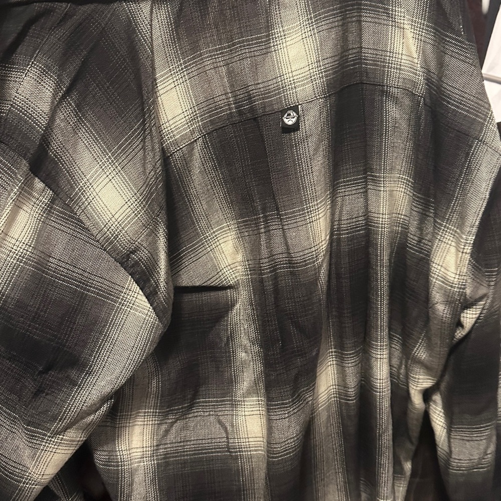 FB COUNTY Black and White Plaid Casual Button Down Shirt